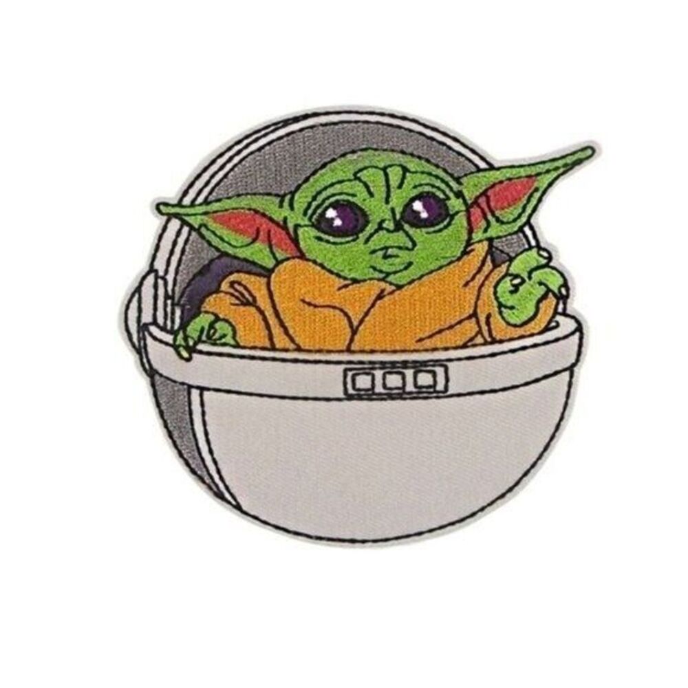 Star Wars Sci-Fi Kawaii Patch Green Baby Yoda Grogu Iron On Applique Disney Geek